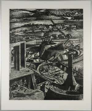 Axel van der Kraan - Houtsnede, Vergezicht - Ingelijst verkocht voor € 100!