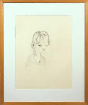 Gerben Mulder - Potloodtekening, Andrea - Ingelijst verkocht voor € 50!