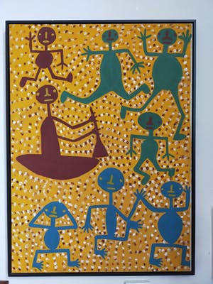 Niet of onleesbaar gesigneerd - Four people waiting to board the boat kopen? Bied vanaf 1!