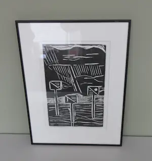 Niet of onleesbaar gesigneerd - G. Delfos - Lino "Kabelnet print" 36/50 kopen? Bied vanaf 10!