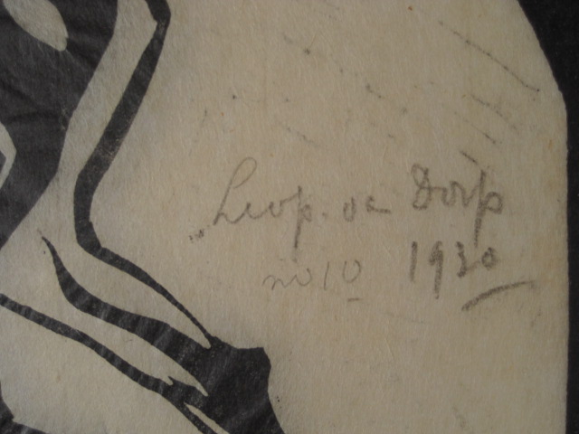 Leopold Herman Daniel van Dorp - grote Amsterdamse School 1930 Houtsnede "roedel Herten" gesigneerd  kopen? Bied vanaf 1!