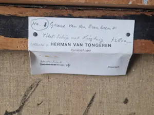 Gerard Leonard van den Eerenbeemt - Groot jaren 60 kubistisch olieverf op doek "schip en vliegtuig" gesigneerd kopen? Bied vanaf 52!