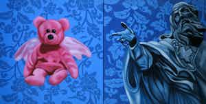 Jan Bollaert - Acryl op doek, Pink wonder Angel-Teddy (Groot) verkocht voor € 60!