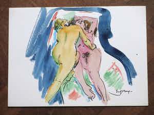 Freek van den Berg - Vriendinnen op het bed - Handgekleurde litho sold for € 45!