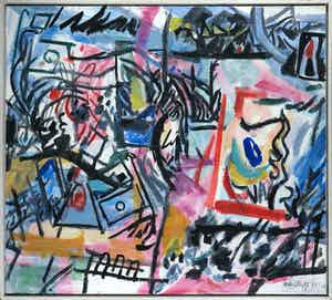 Marianne Haselhoff - Acryl op doek, Zonder titel - Ingelijst (Groot) verkocht voor € 70!