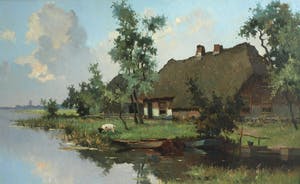 Johan Hendrik Kaemmerer - Olieverf op doek , Boerderij met geit – ingelijst , 70 x 100 cm kopen? Bied vanaf 200!