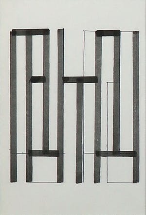 Siep van den Berg - Lot van drie tekeningen met stift en pen, Geometrische compositie - Ingelijst kopen? Bied vanaf 60!