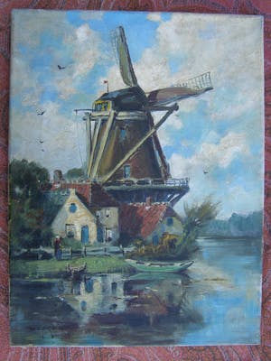 Martinus Josephus Nefkens - Landschap met molen kopen? Bied vanaf 50!