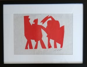 Jan van der Zee - Abstracte linosnede kopen? Bied vanaf 250!