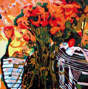 Kees van Bohemen - litho: Bloemen - 1976 verkocht voor € 225!