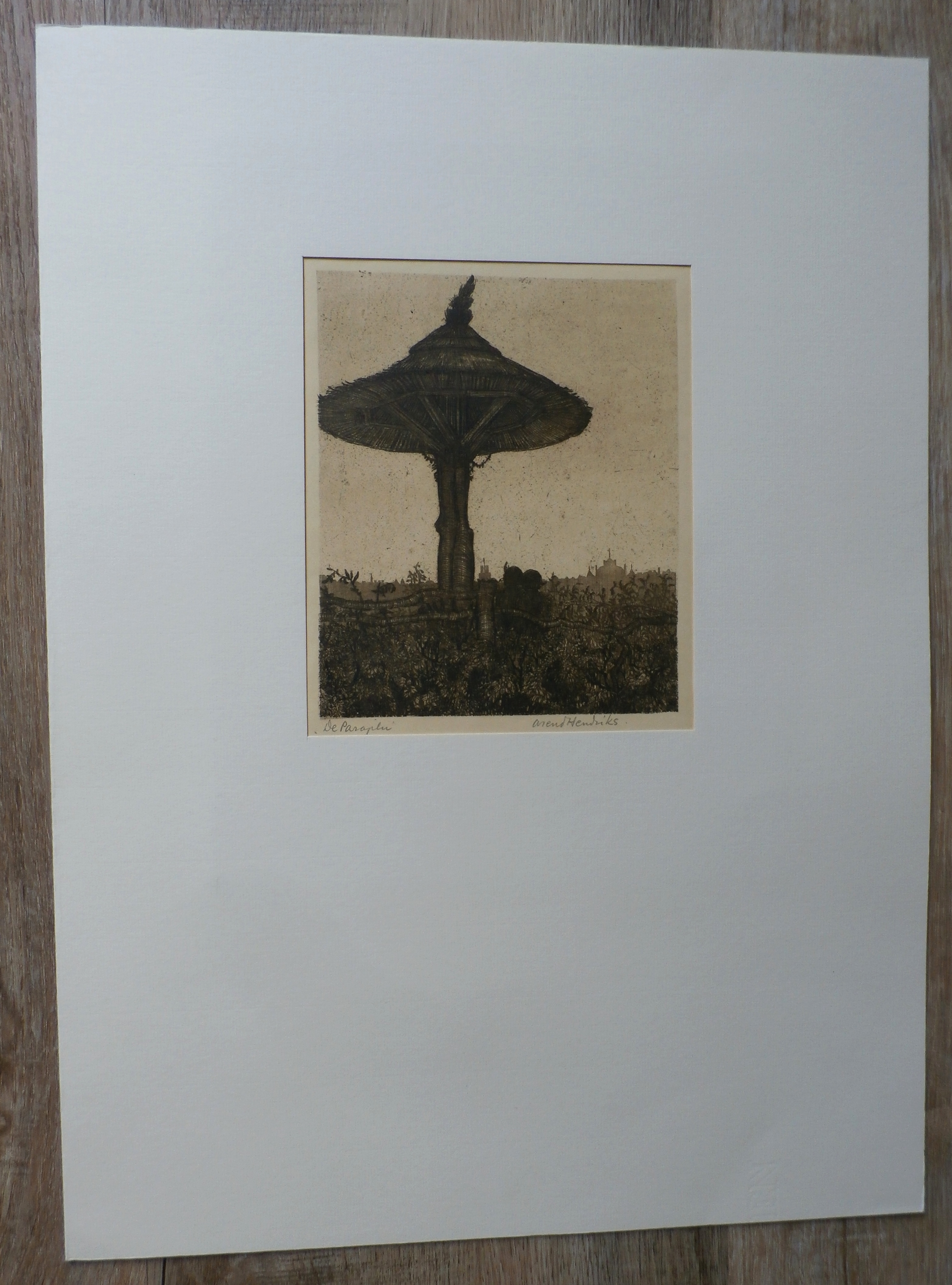 Arend Hendriks - Ets: De Paraplu kopen? Bied vanaf 40!