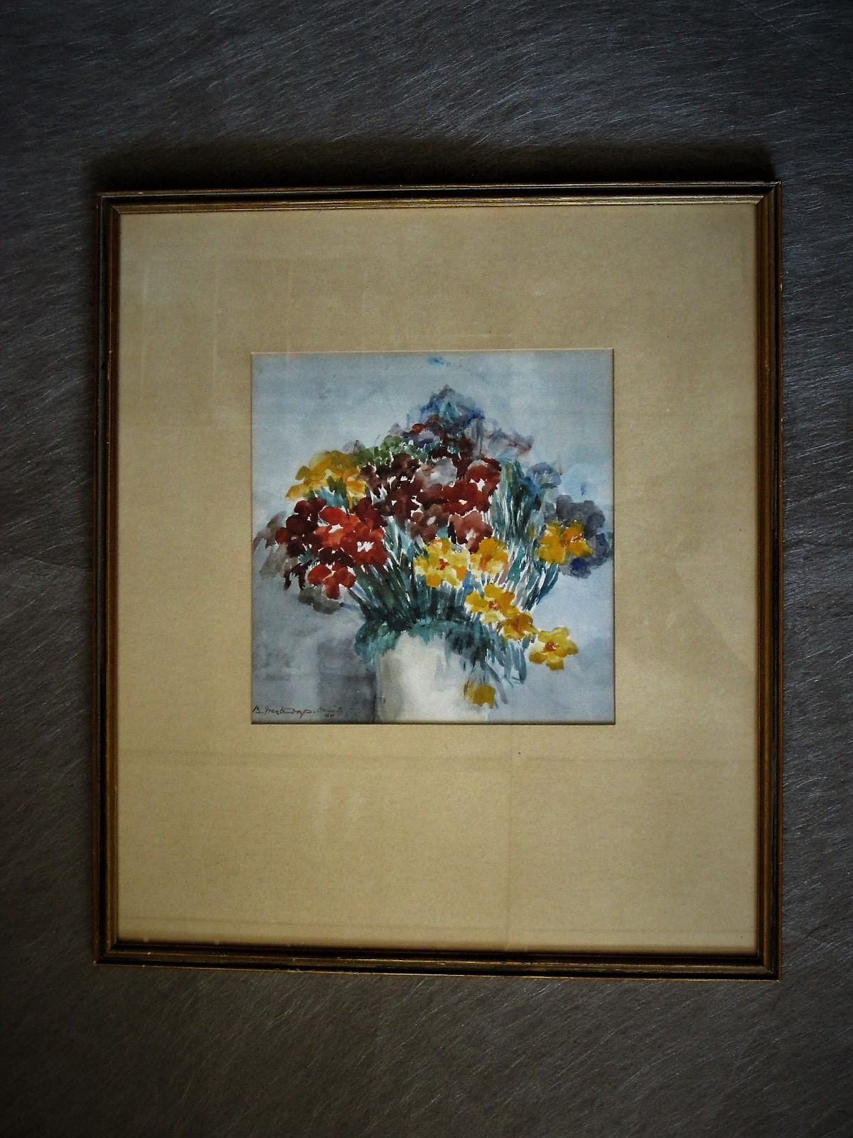 Betsy Westendorp-Osieck - expressionistisch Aquarel "Veldbloemen" van Amsterdamse Joffer verkocht voor € 1!