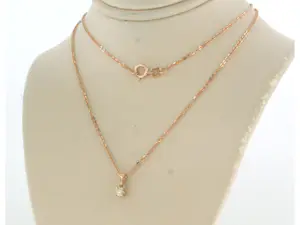 14k rosé gouden collier en solitair hanger met briljant geslepen diamant 0.10ct kopen? Bied vanaf 220!
