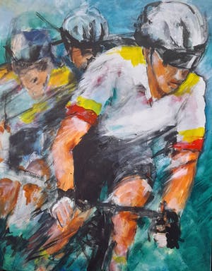 Anke Peddemors - Wielrenners 80x100cm kopen? Bied vanaf 75!
