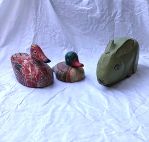 Curiosa - Antieke lokeenden en haas, Frankrijk 1920 - 1925 kopen? Bied vanaf 1!