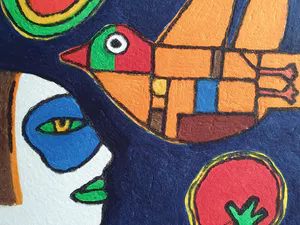 Corneille - Carborundum: 'Vamp lunaire et oiseau de nuit' - Ingelijst (Groot) kopen? Bied vanaf 890!