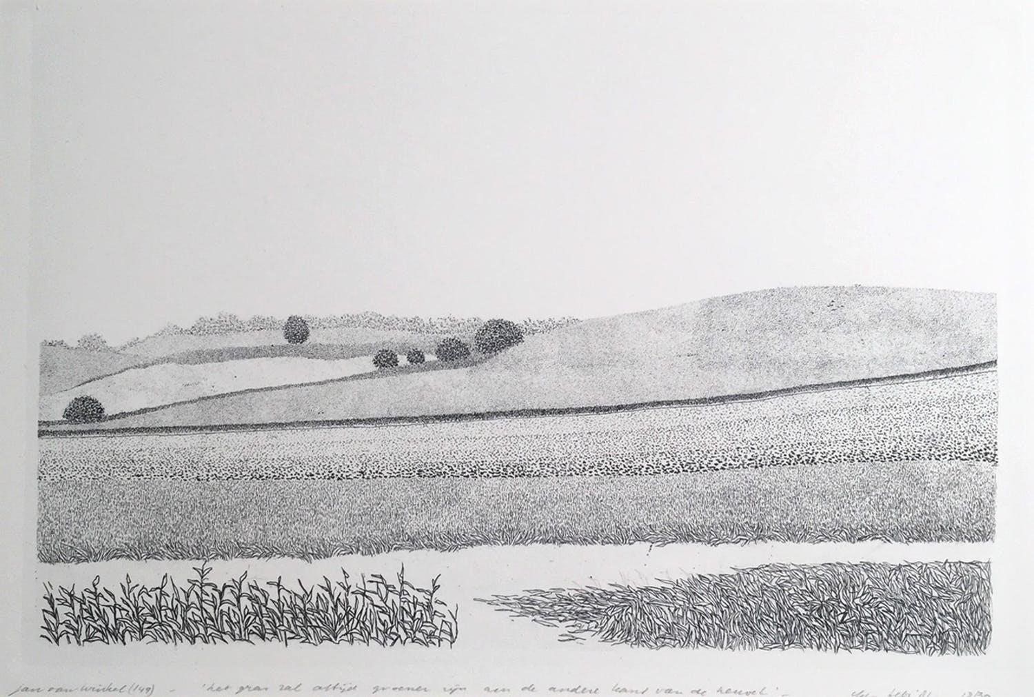 Jan van Winkel - Ets, Het gras zal altijd groener zijn aan de andere