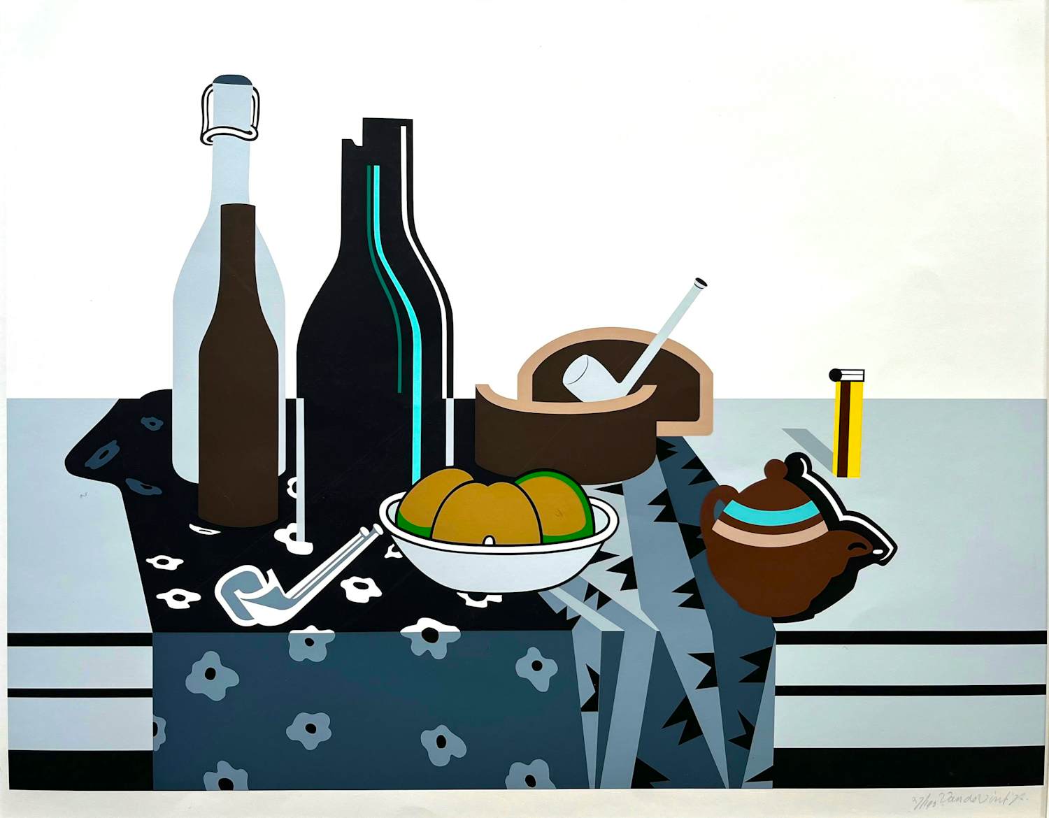 Rudi van de Wint - Stilleven met flessen en pijpen II verkocht voor € 60!