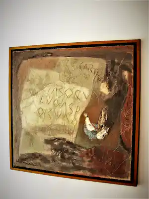 Gerard Schaperkotter - Grote abstracte Gem.Technk. (Klei/Collage/Verf) "Carthage" fraai ingelijst! verkauft für € 97!