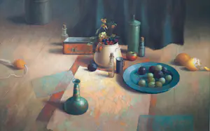 Evert Dijkstra - Stilleven met duizendschoon in vaas kopen? Bied vanaf 1200!