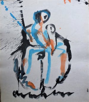 Anton Heyboer - Moeder en kind De oermoeder Mooie krachtige sierlijke kleurrijke schildering kopen? Bied vanaf 275!