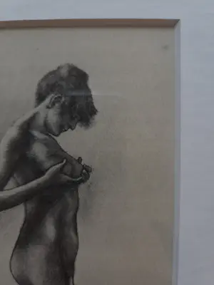 Felicien Rops - Dame. Portret. Naakt. 1908. Ingelijst. kopen? Bied vanaf 129!