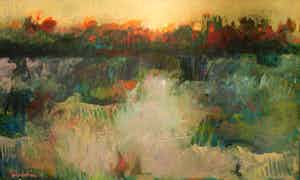 Peter Donkersloot - Acrylverf op doek XXL , “Landschap” – 120 x 200 cm. - 1995 verkocht voor € 1!