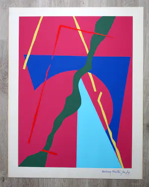 Richard Mortensen - Zeefdruk: geometrische compositie -1974 kopen? Bied vanaf 1!