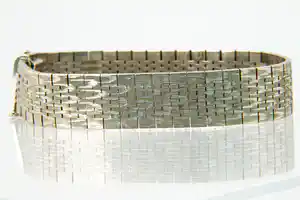 Vintage jaren 60 wit-gouden 14 krt unisex Armband - flexibele gematteerde band verkocht voor € 1360!