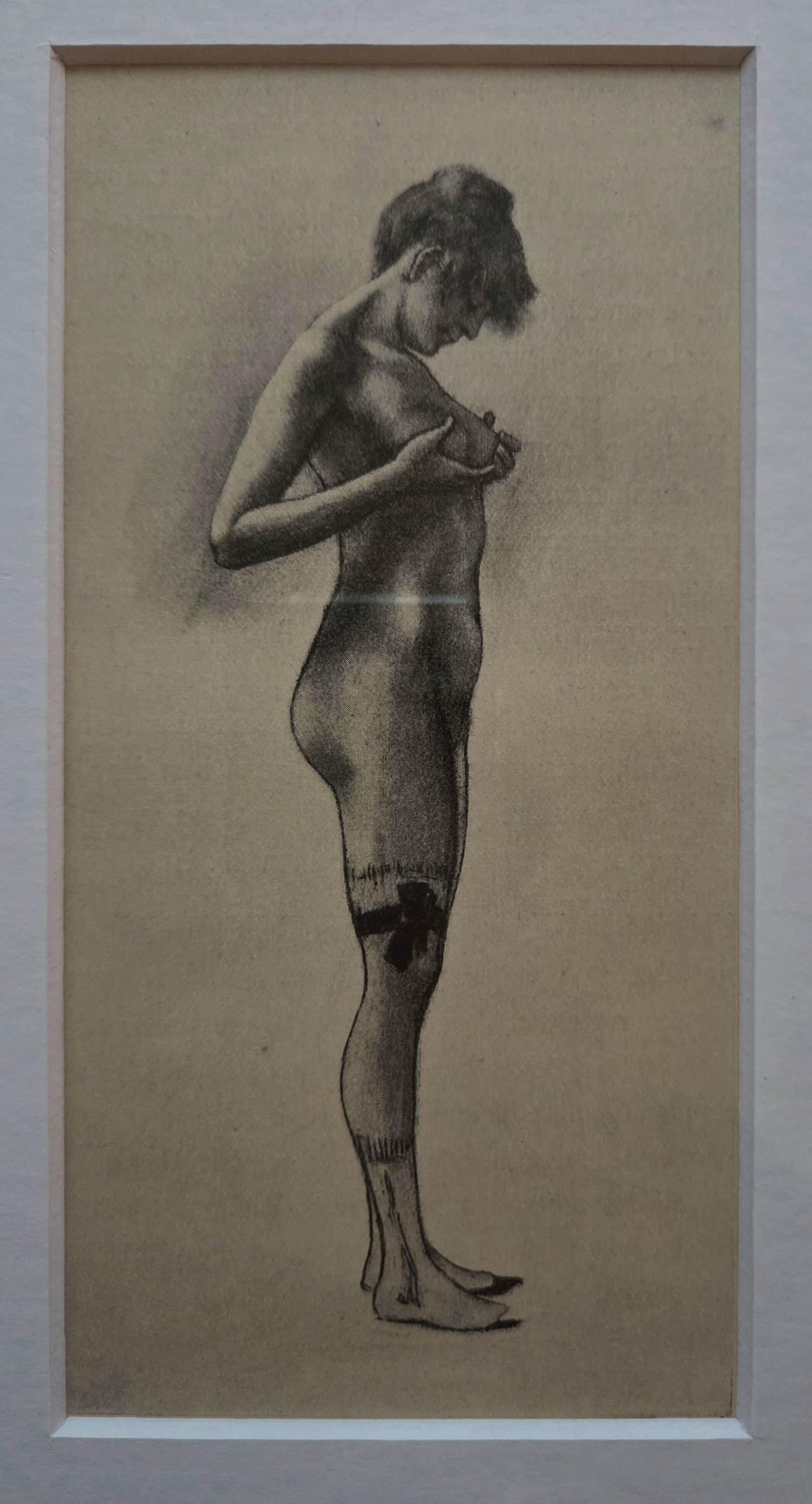 Felicien Rops - Dame. Portret. Naakt. 1908. Ingelijst. kopen? Bied vanaf 129!