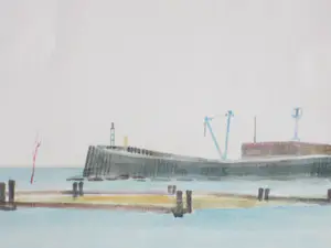 Jos van den Berg - Twee havengezichten in Veere - Gemengde techniek kopen? Bied vanaf 48!