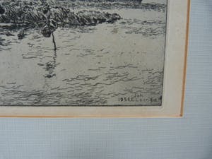 Johannes Elsinga - Fraai meertje met vissers in een boot bij een dorp, waarschijnlijk Friesland. kopen? Bied vanaf 45!