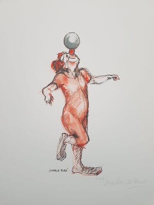 Kees Verkade - kleurenlitho in rood,wit en zwart handgesigneerd en genummerd 246 oplage 350 kopen? Bied vanaf 80!