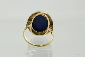 31-  Klassiek model 14krt gouden ring met grote lapis lazuli edelsteen kopen? Bied vanaf 240!