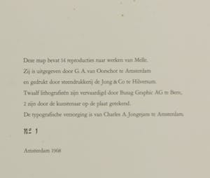 Melle Oldeboerrigter - Map (stoffen omslag) met 14 litho's, Melle (oplagenr. 1) kopen? Bied vanaf 70!