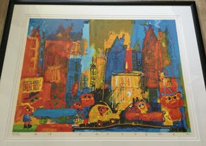 Ad Verstijnen - Big City | vrolijke kleuren zeefdruk (ingelijst) kopen? Bied vanaf 175!
