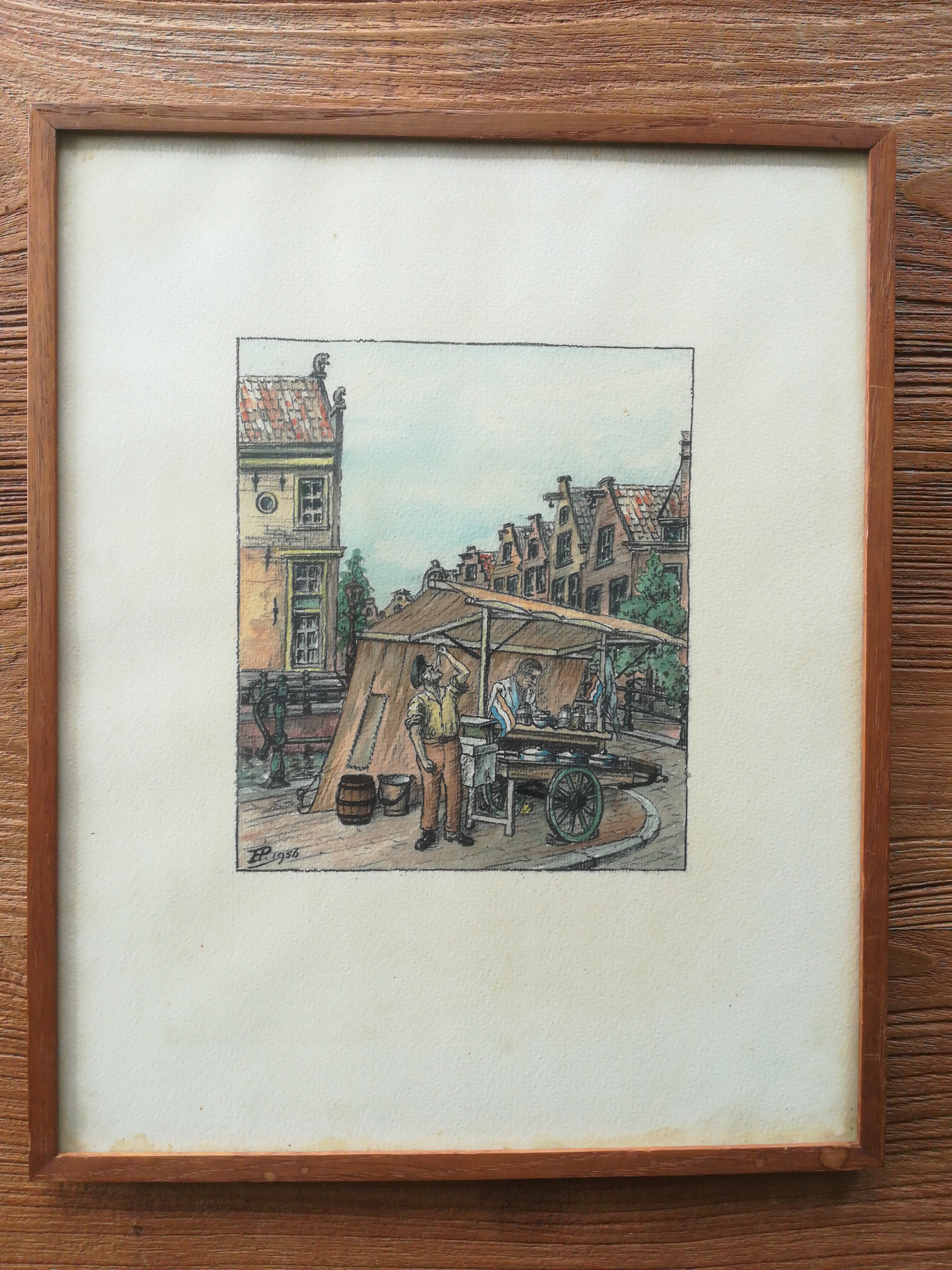 Niet of onleesbaar gesigneerd - Viskraam in Amsterdam  kopen? Bied vanaf 1!