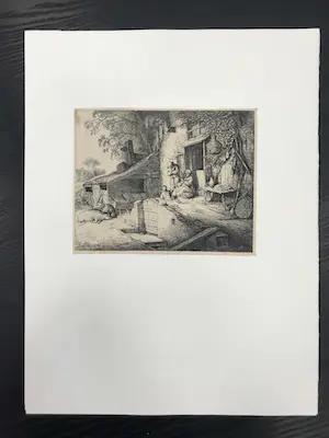 Adriaen van Ostade - Spinnende vrouw, ets kopen? Bied vanaf 300!