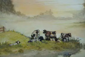 Niet of onleesbaar gesigneerd - Landschap met koeien kopen? Bied vanaf 10!