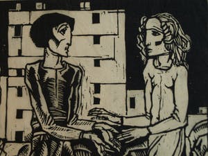 Nikolaas Eekman - Houtsnede , “Man en Vrouw” – gesigneerd – ca 1920 kopen? Bied vanaf 10!