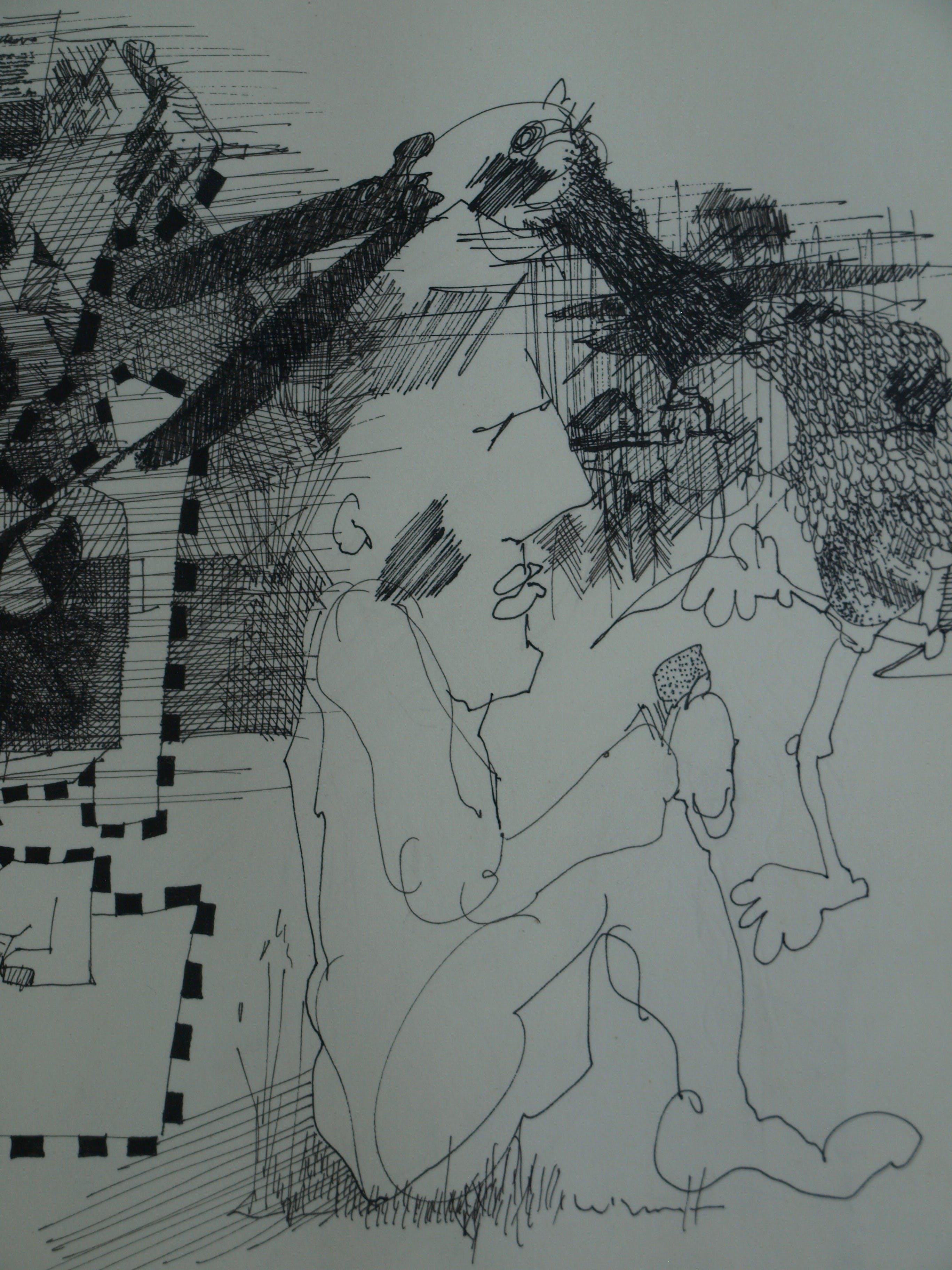 Cor Wytman - Pentekening , Grens – gesigneerd & ingelijst – 1978  kopen? Bied vanaf 1!