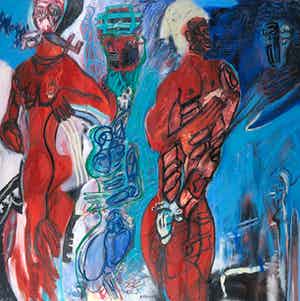 Rachid Ben Ali - Olieverf op doek, Voulez-vous coucher avec moi verkocht voor € 400!