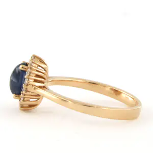 18k gouden ring met saffier en briljant geslepen diamant tot. 0.24ct kopen? Bied vanaf 650!