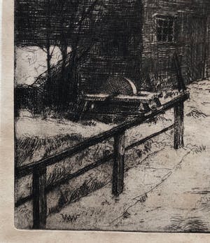 Willem Witjens - Boerderij Nederhemert in de Winter - Ets kopen? Bied vanaf 55!