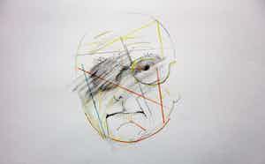 Pierre van Soest - potloodtekening: portret Bert Schierbeek verkocht voor € 1!