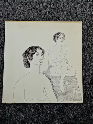 Leo Braat - In 1969 gemaakte zwartestift tekening "zittend vrouwelijk naakt" gesigneerd kopen? Bied vanaf 1!