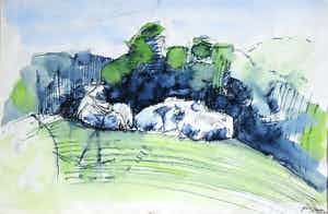 Franscz Witte - Gemengde techniek op papier, Zonder titel verkocht voor € 1!