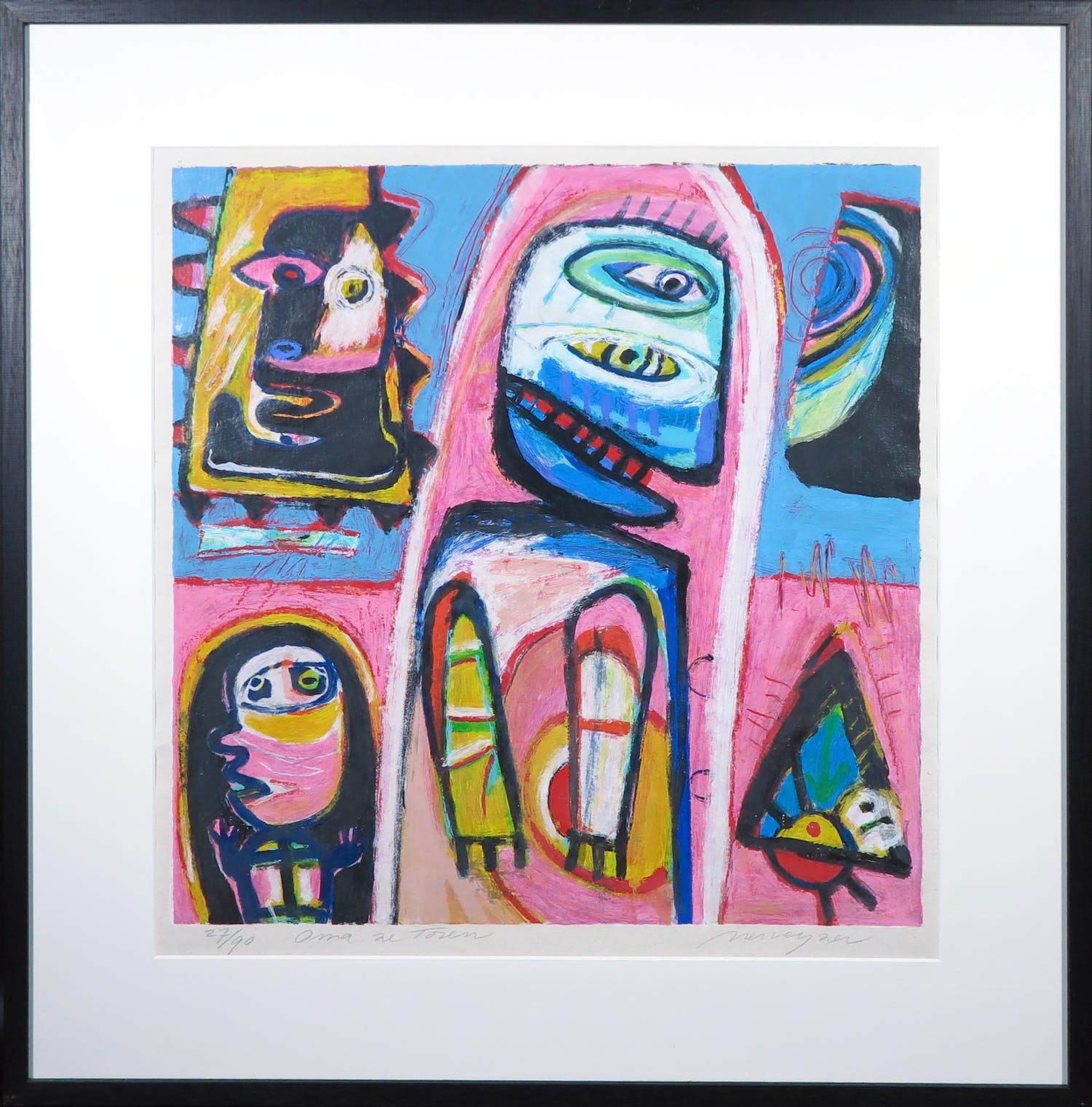 Henk Vierveijzer - Zeefdruk, Oma ze toren - Ingelijst verkocht voor € 50!