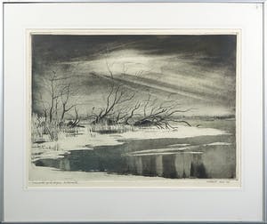 Gerrit Ris - Ets/Aquatint, Dooi water op de Leyen - Ingelijst kopen? Bied vanaf 1!