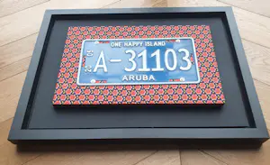 Jan Henderikse - Zero - Nummerbord (Aruba) op stof op paneel - Gesigneerd - luxe baklijst kopen? Bied vanaf 1150!